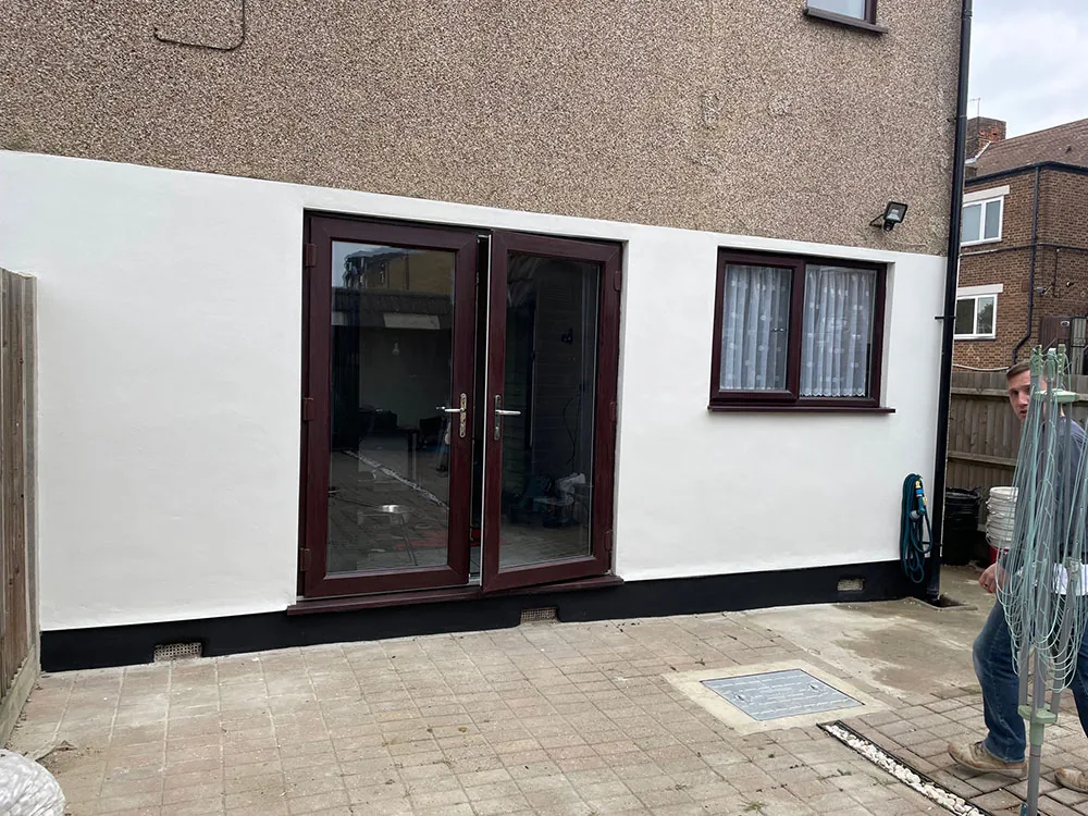 Completed external render and patio doors
