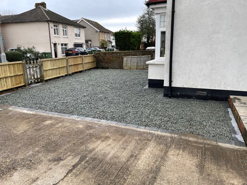 Gravel driveway after renovation