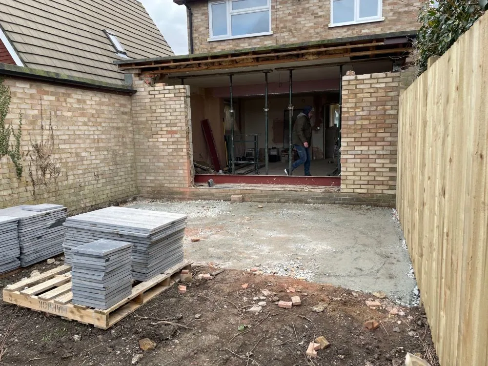 Patio project during construction