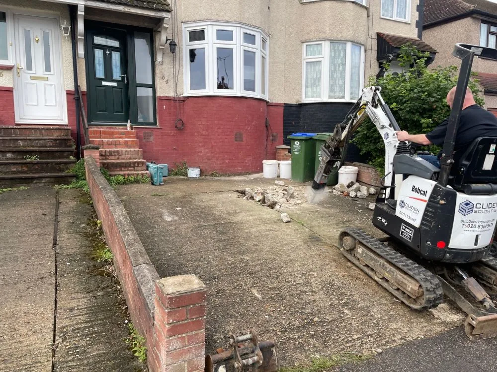 Concrete frontage before new paving