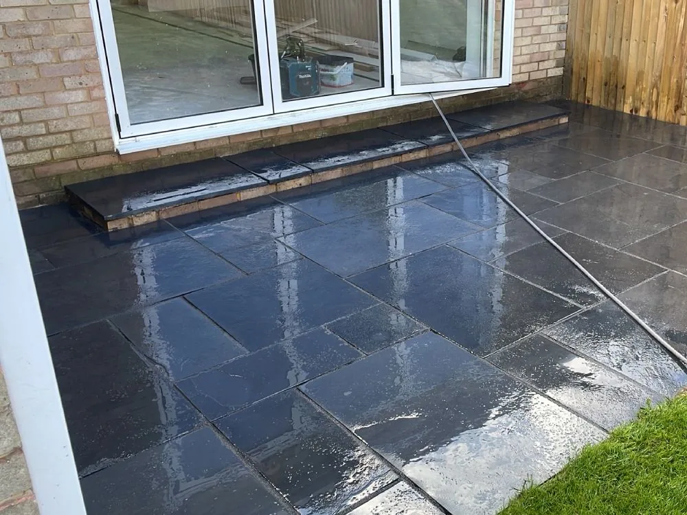 Completed natural stone patio